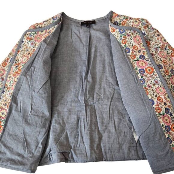TALBOTS Womens Enchanting Blooms Quilted Collarless Jacket Size 14 - Picture 13 of 13